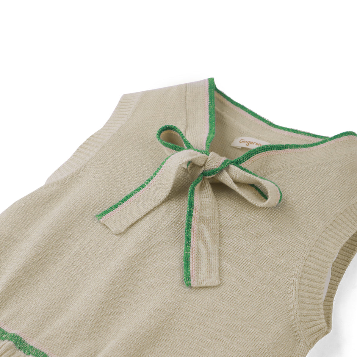 Clara Sleeveless Top Beige with Neck Ties & Pleated, Off White