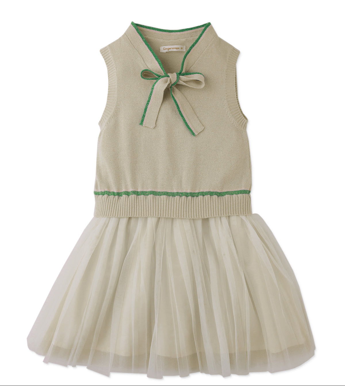 Clara Sleeveless Top Beige with Neck Ties & Pleated, Off White