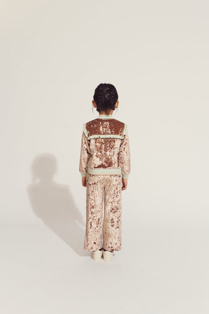Girls Elsa Baseball Jacket, Brown