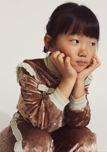 Girls Elsa Baseball Jacket, Brown