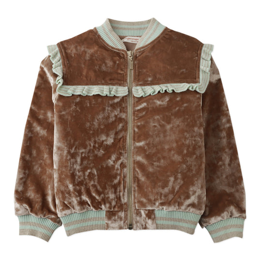 Girls Elsa Baseball Jacket, Brown