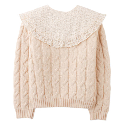 Girls Hilary Cardigan with Detachable Collar, Beige