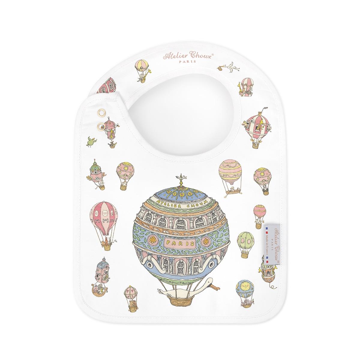 Atelier Choux Paris Organic Cotton Satin Bib, Hot Air Balloon