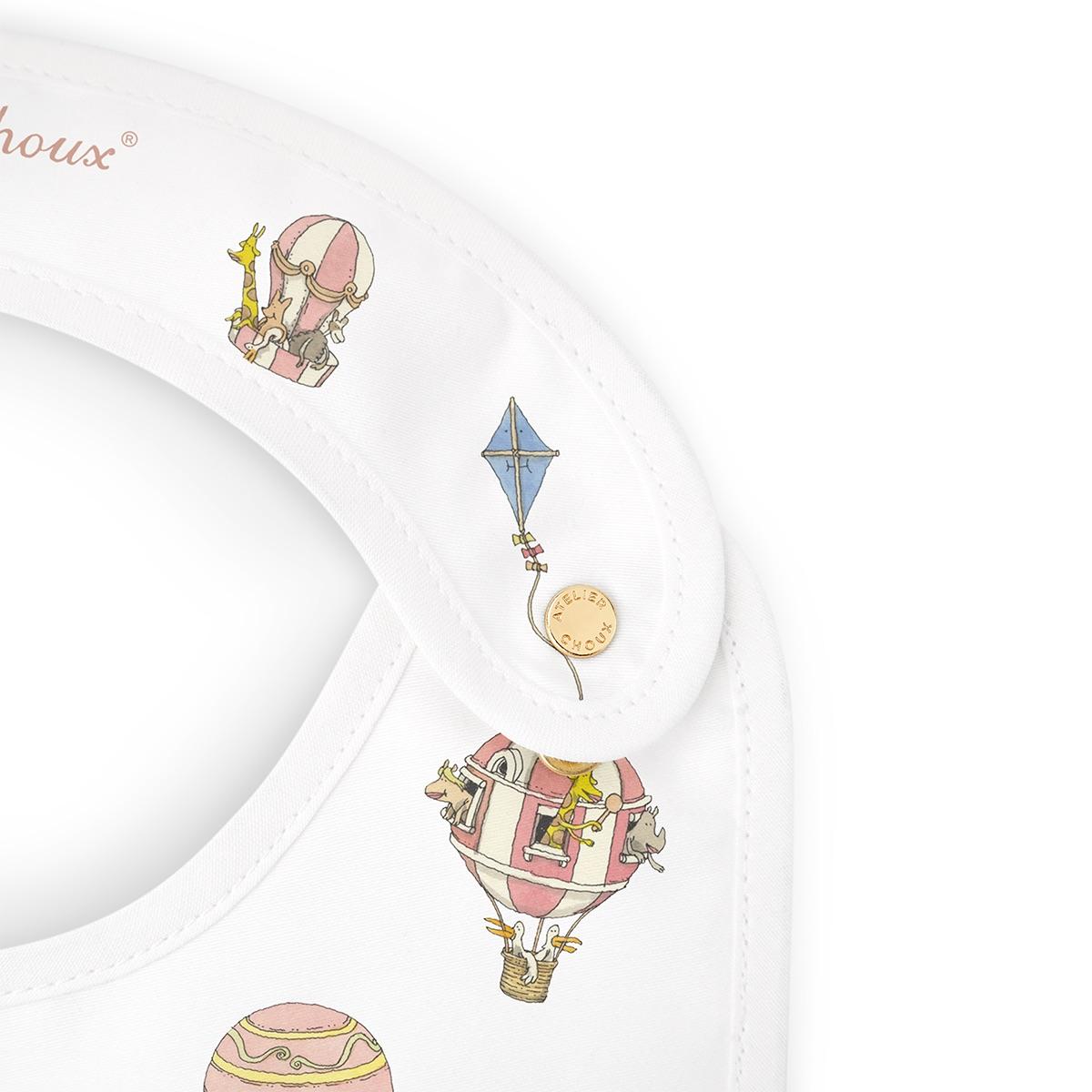 Atelier Choux Paris Organic Cotton Satin Bib, Hot Air Balloon