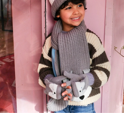 Husky Dog Knitted Gloves