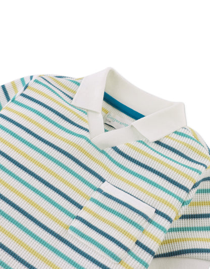 Boys Ricardo Waffle Polo Shirt with Patch Pocket, Multicolor