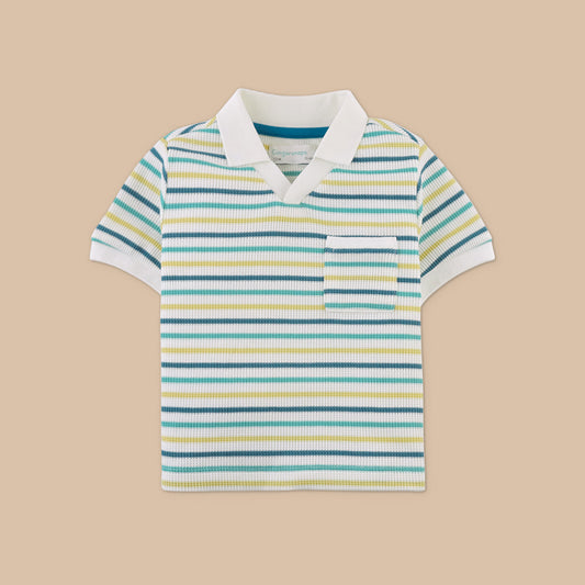 Boys Ricardo Waffle Polo Shirt with Patch Pocket, Multicolor