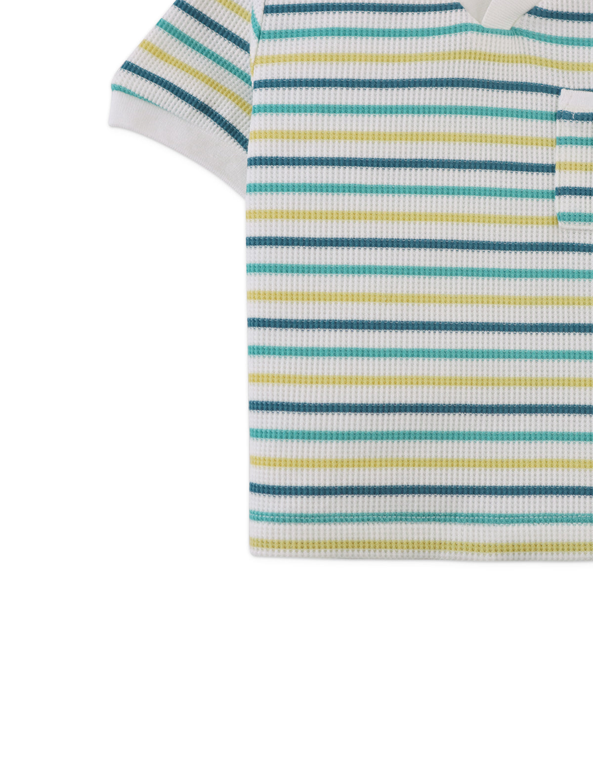 Boys Ricardo Waffle Polo Shirt with Patch Pocket, Multicolor