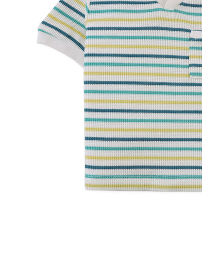 Boys Ricardo Waffle Polo Shirt with Patch Pocket, Multicolor