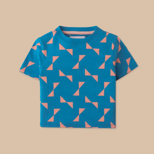 Boys Mini Austin Graphic Tee in Triangle Print, Blue