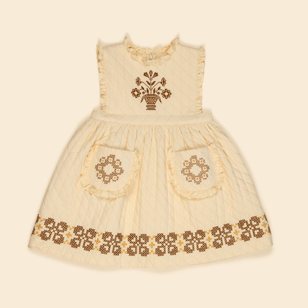 Ida Quilted Dress, Cream