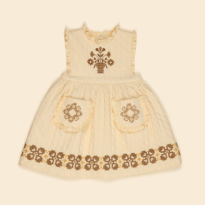 Ida Quilted Dress, Cream