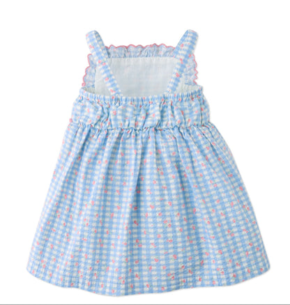 Baby Powder Dress with Embroidered Ruffles & Bow, Multicolor