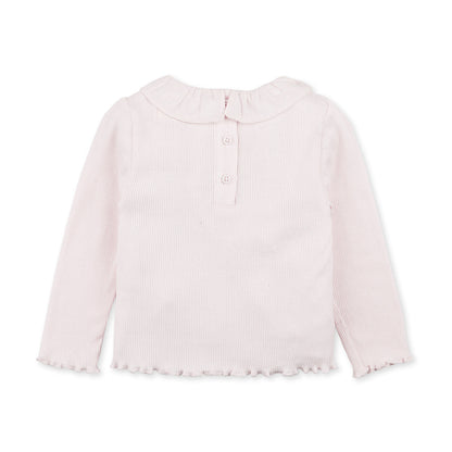Baby Girl Jane Long Sleeves Collared Tee, Pink