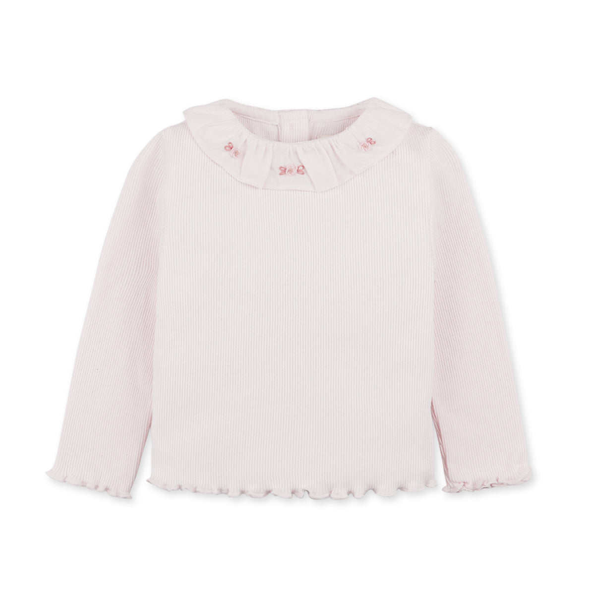 Baby Girl Jane Long Sleeves Collared Tee, Pink