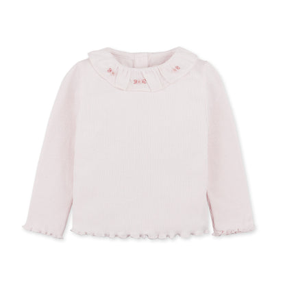Baby Girl Jane Long Sleeves Collared Tee, Pink