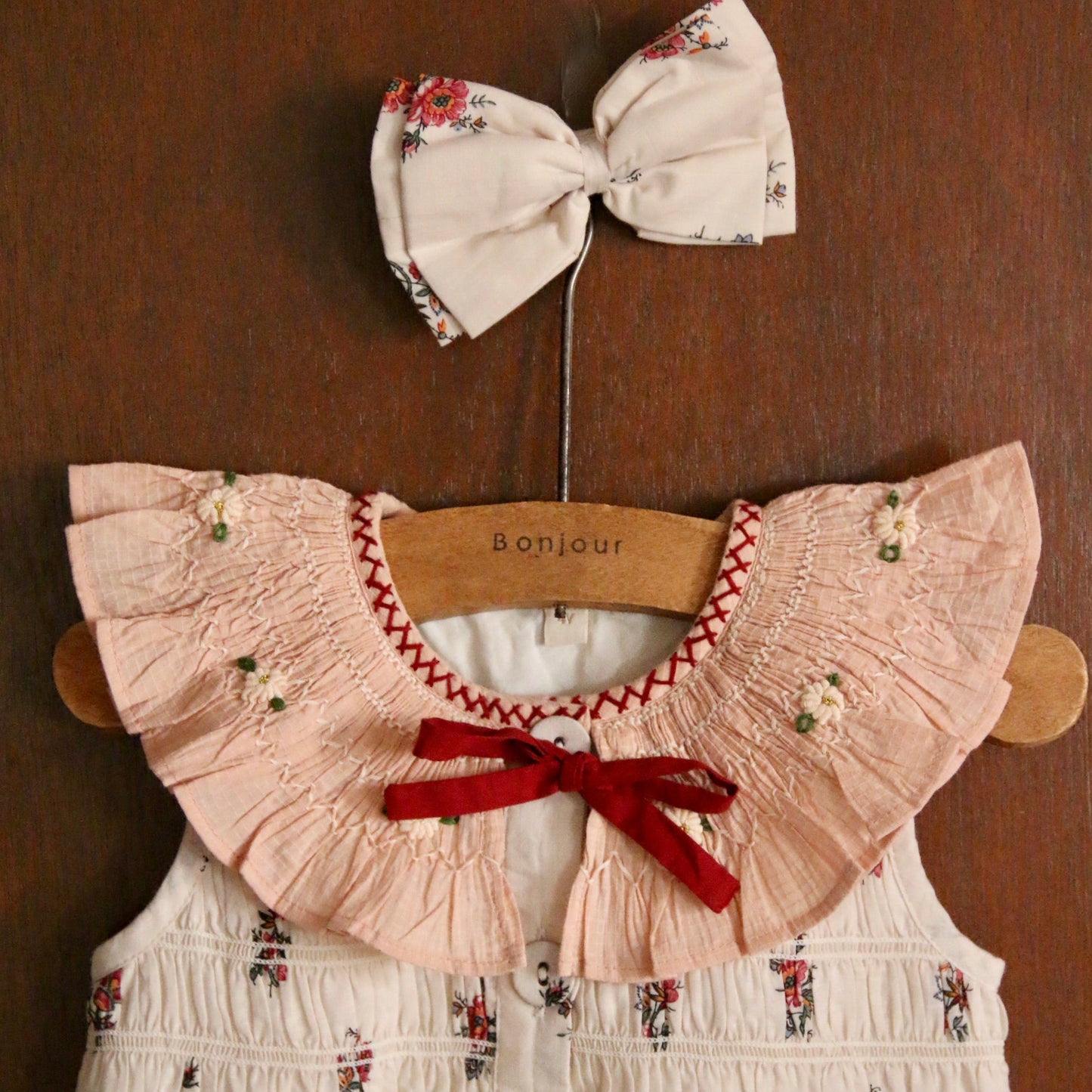 Tunique with Hair Clip Garden Flowers Prints, Cotton Voile