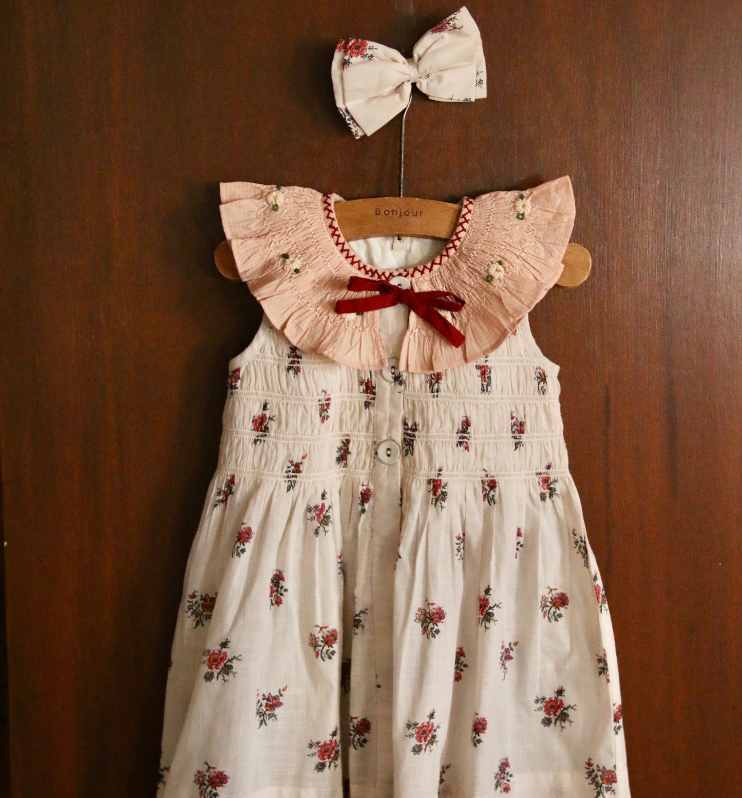 Tunique with Hair Clip Garden Flowers Prints, Cotton Voile