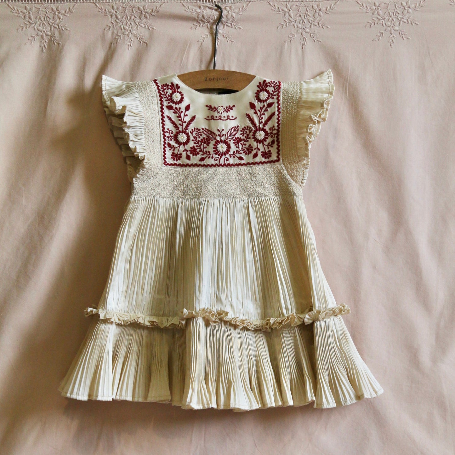 Dress, Pleated Ivory Taffetas