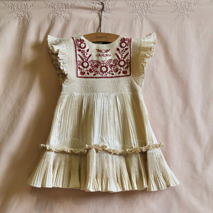 Dress, Pleated Ivory Taffetas