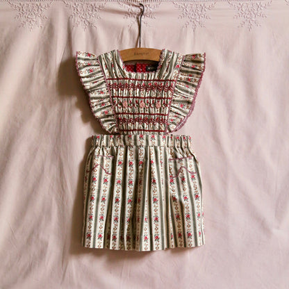 Apron Dress, Tapestry Khaki Stripe Print