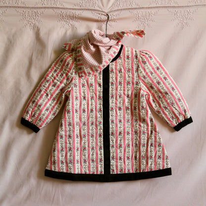 Dress Coat with Scarf, Tapestry Pink Stripe Print
