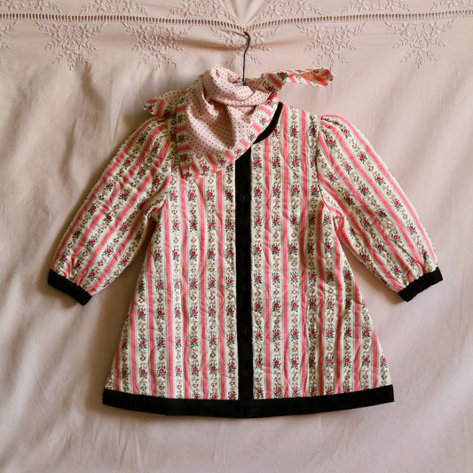 Dress Coat with Scarf, Tapestry Pink Stripe Print