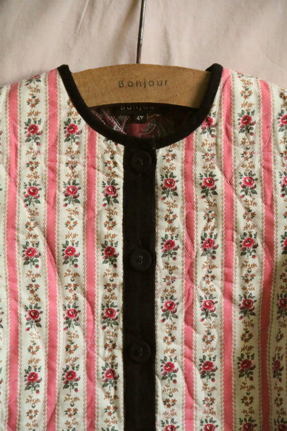 Dress Coat with Scarf, Tapestry Pink Stripe Print