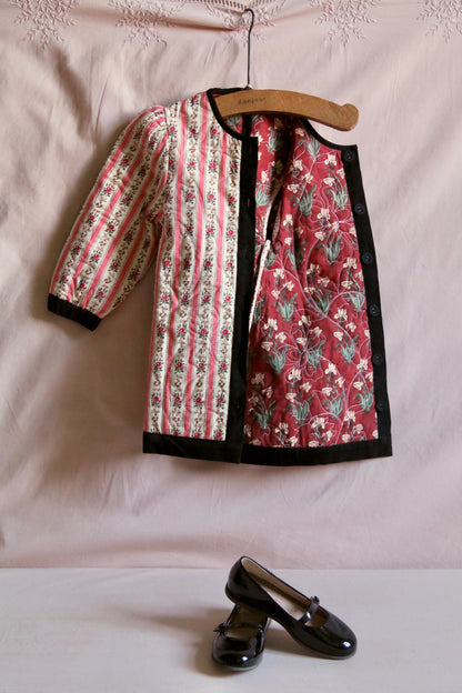 Dress Coat with Scarf, Tapestry Pink Stripe Print