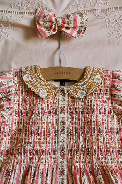 Tunique with Hair Clip, Tapestry Pink Stripe Print