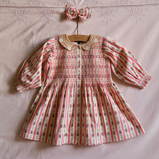Tunique with Hair Clip, Tapestry Pink Stripe Print