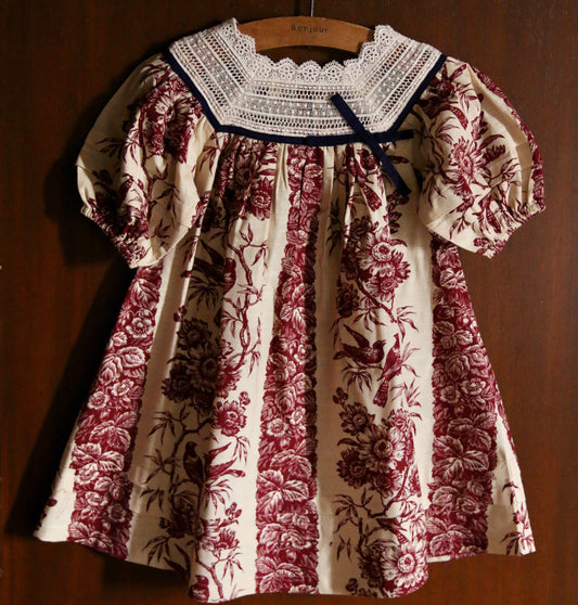 Princess Dress Bird Print, Light Canvas