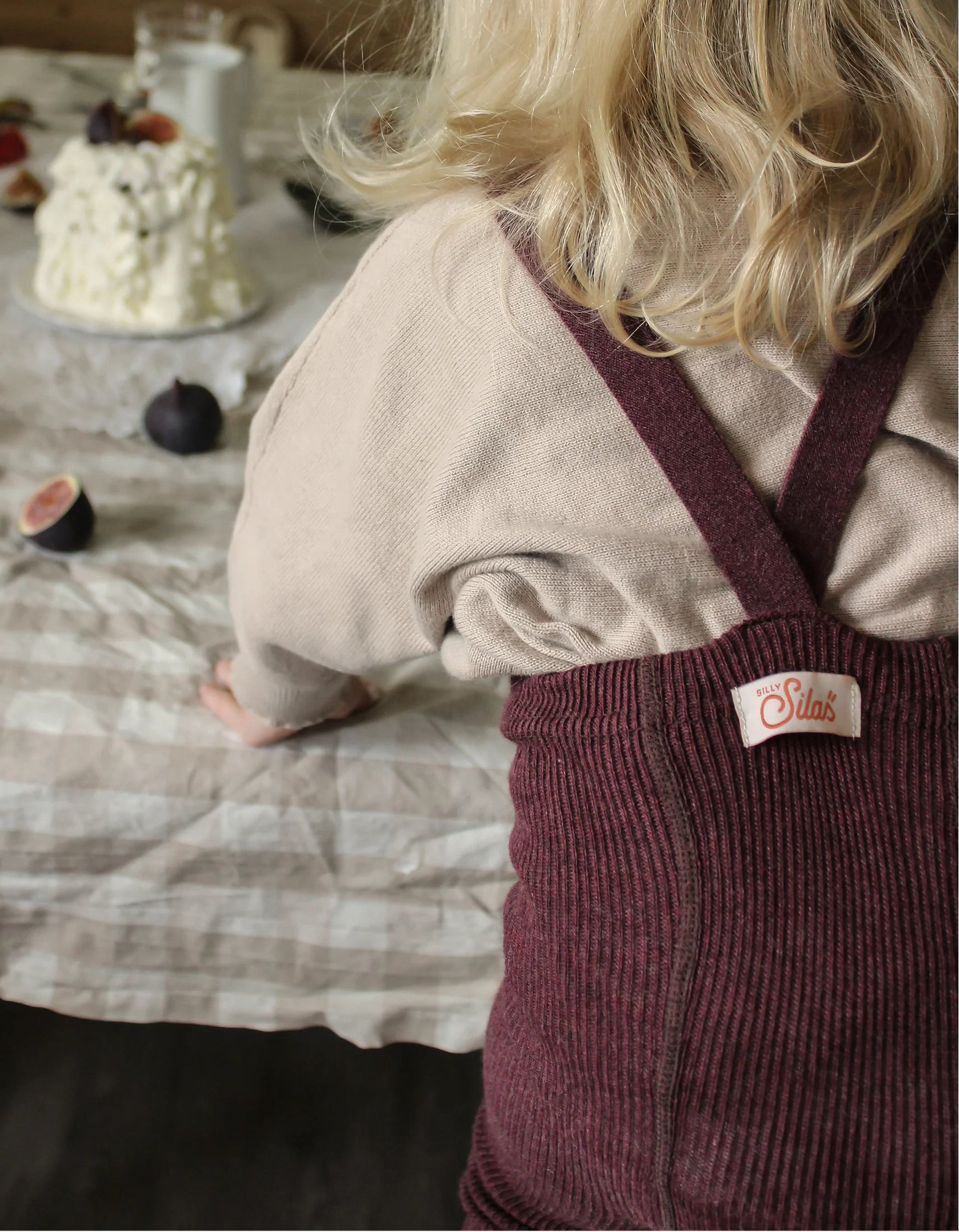 Silly Silas Ribbed Footed Tights, Fig Blend