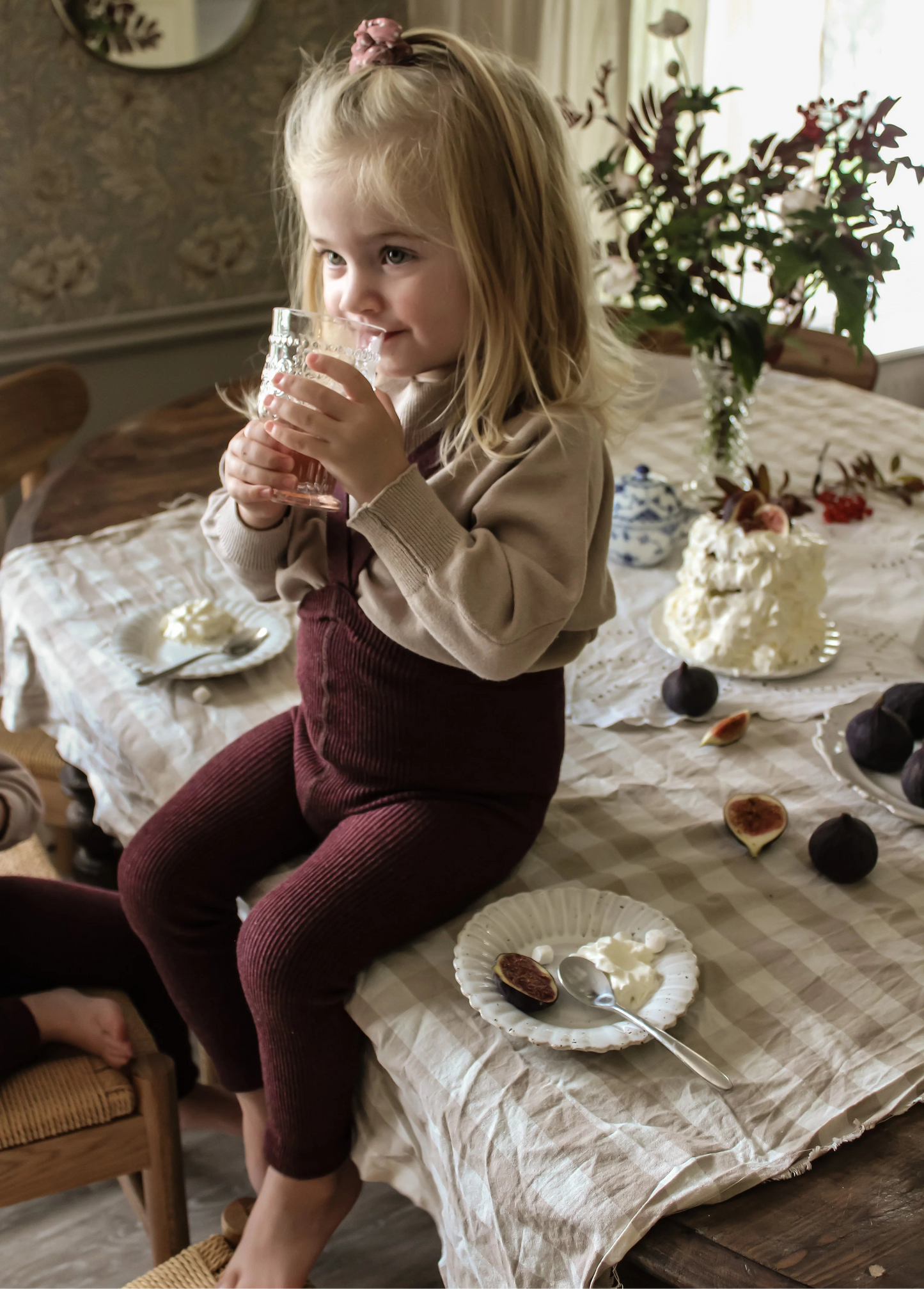 Silly Silas Ribbed Footless Tights, Fig Blend