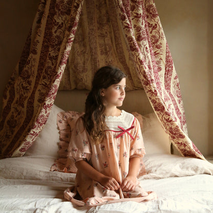 Princess Dress Pink Garden Flower Print, Cotton Voile