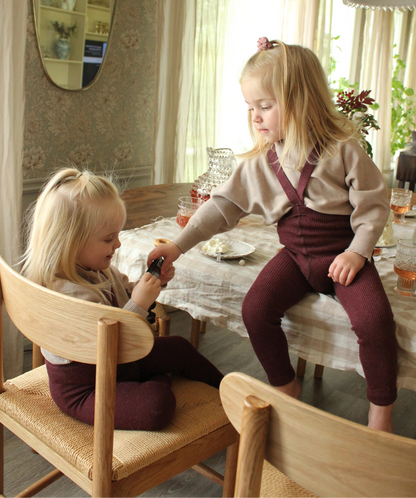 Silly Silas Ribbed Footless Tights, Fig Blend