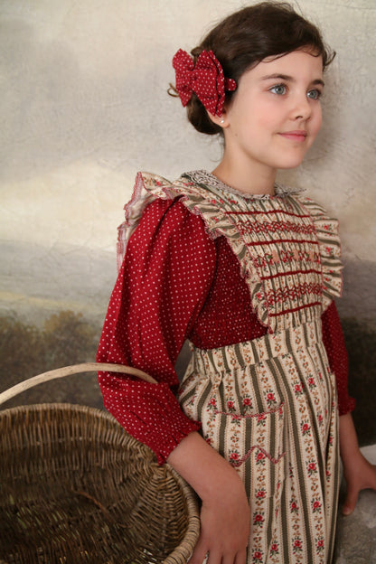 Apron Dress, Tapestry Khaki Stripe Print