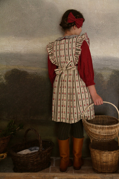 Apron Dress, Tapestry Khaki Stripe Print