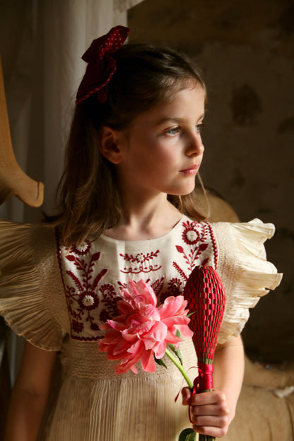 Dress, Pleated Ivory Taffetas