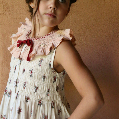 Tunique with Hair Clip Garden Flowers Prints, Cotton Voile