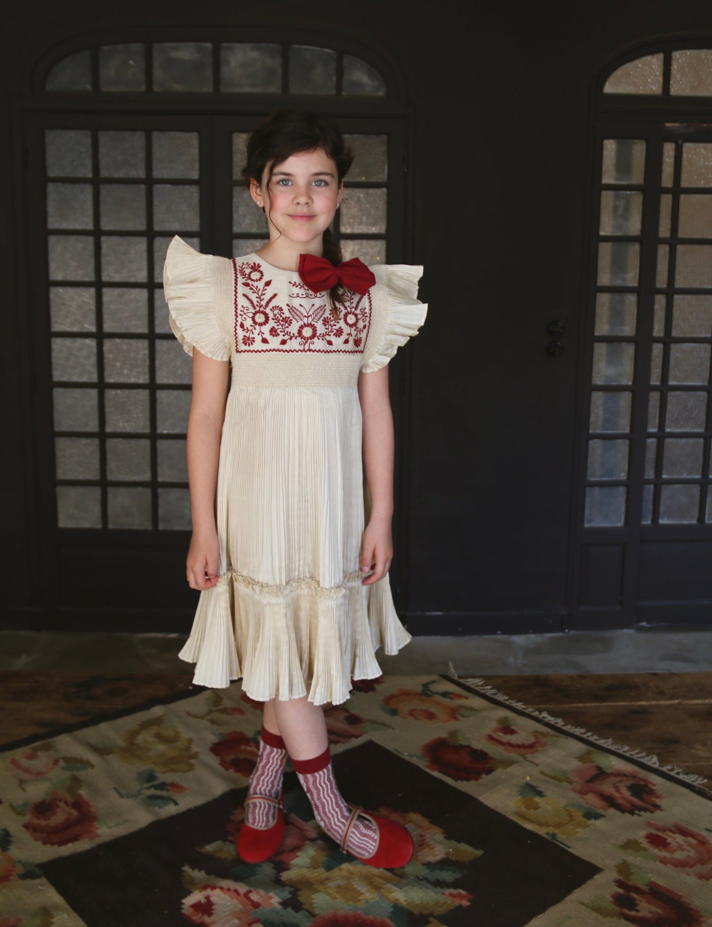 Dress, Pleated Ivory Taffetas