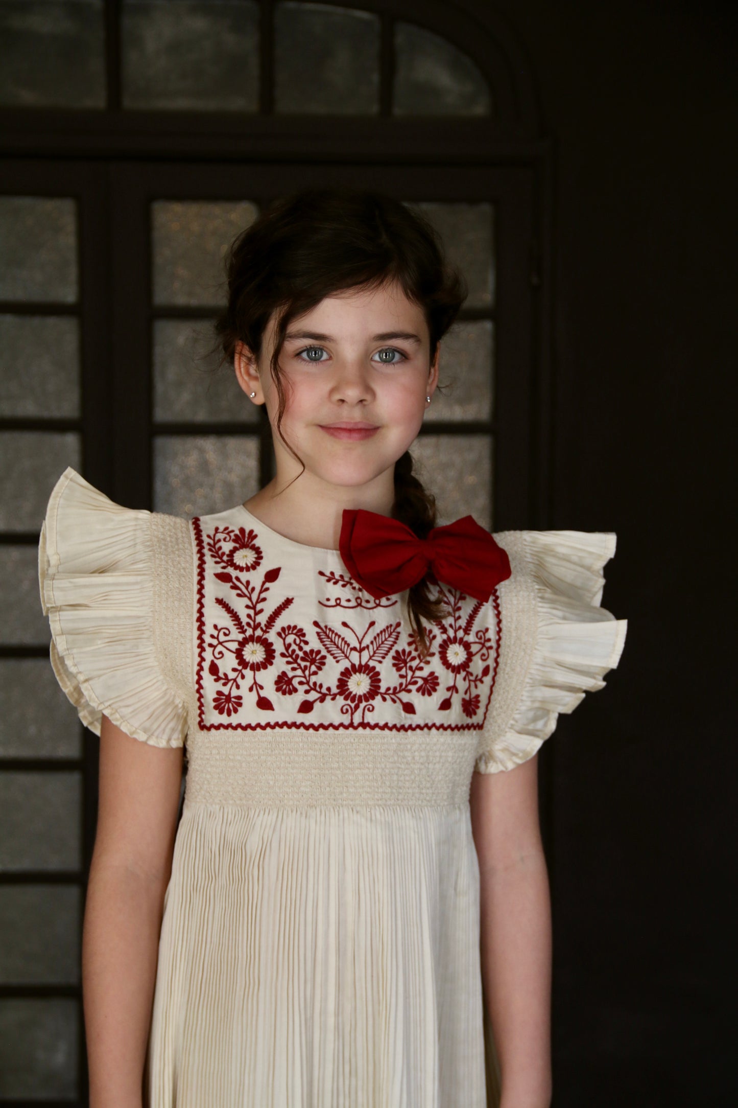 Dress, Pleated Ivory Taffetas