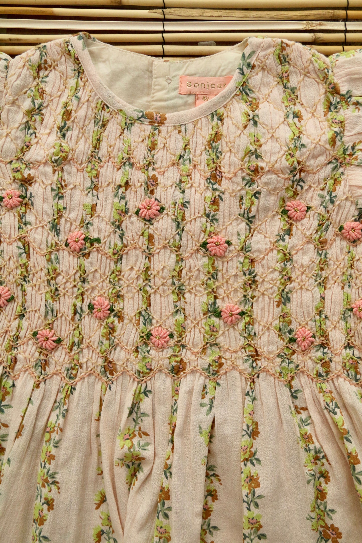Blouse Smocks Long Sleeves, Farandole Flowers Print Crepe