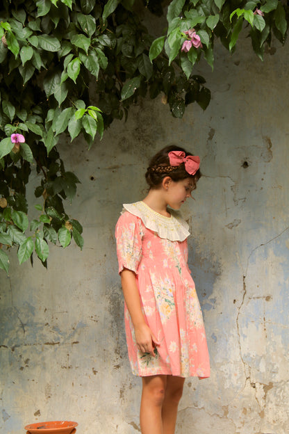 Tunique with Emb Collar & Hair Clip, Marguerite Print Crepe