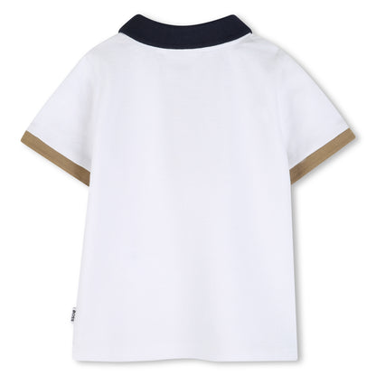 BOSS Cotton-Elastane Piqu Polo Shirt, White