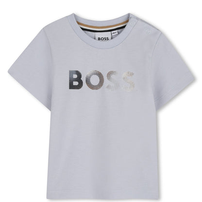 BOSS Short-Sleeved Cotton Jersey T-shirt, Pale Blue