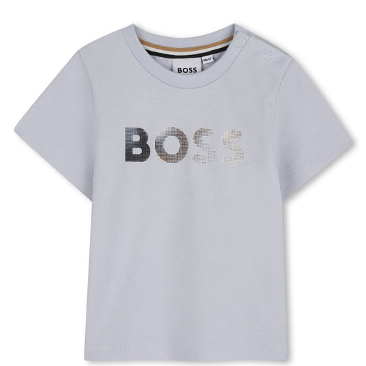 BOSS Short-Sleeved Cotton Jersey T-shirt, Pale Blue