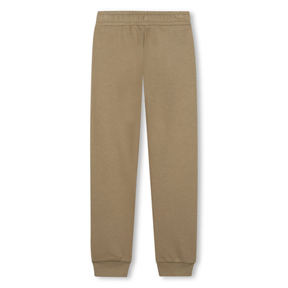 BOSS Boy Cotton-blend Tracksuit Pants with logo, Dark Stone