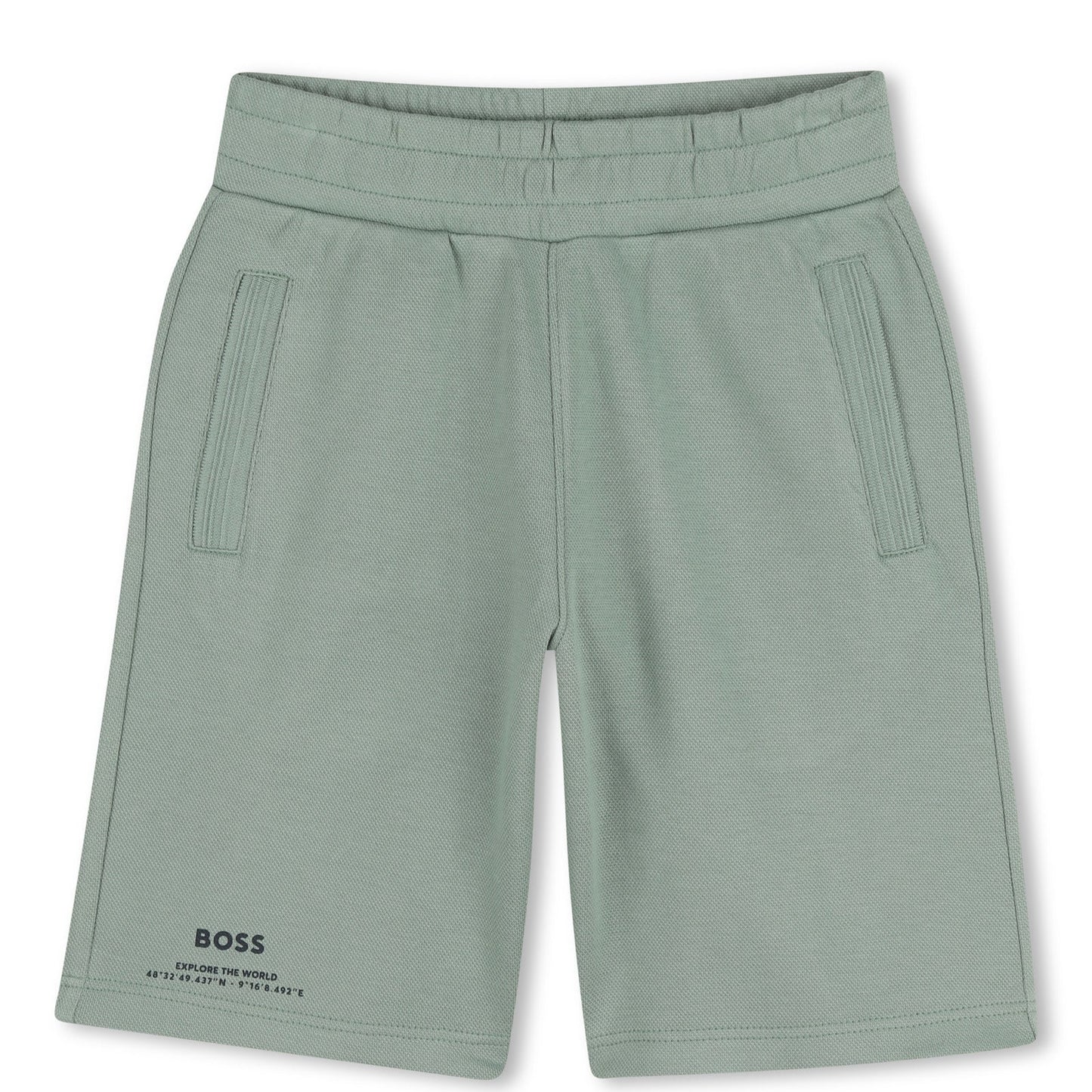 BOSS Cotton Jogging Shorts in Pique, Green Bay