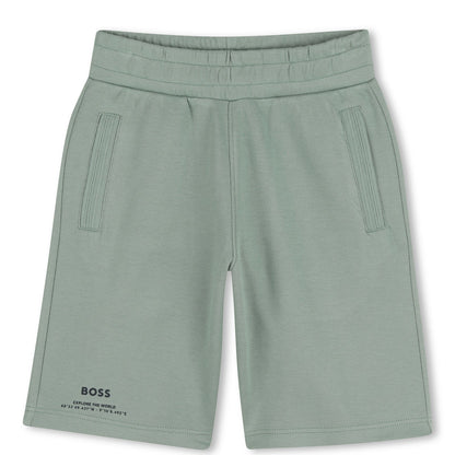 BOSS Cotton Jogging Shorts in Pique, Green Bay